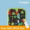 6 Pages Coloring Books Erasable Writing Board Children Portable Drawing Book Magic Blackboard  Multi-functional Drawing Board