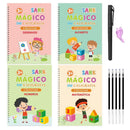 Kit 4 Cadernos Mágicos Caligrafia Infantil Reutilizável + Canetas Mágicas